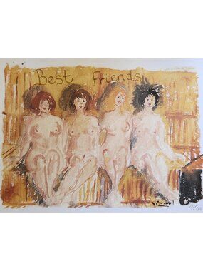 Gunilla Annwall Best Friends Signed Limited Print Female Figures Wall Art